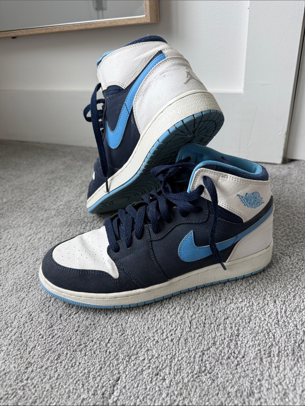 Jordan Mid-Top Sneakers in Navy and Light Blue